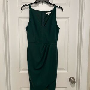Green Halter Sheath Midi Dress Cocktail